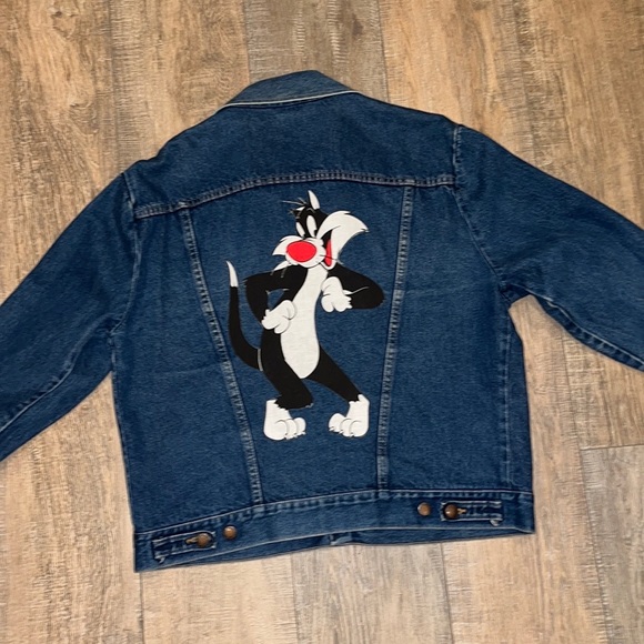 Vintage Rustler Denim Jean Jacket Large Sylvester The Cat Looney Tunes Cartoons - Picture 8 of 8